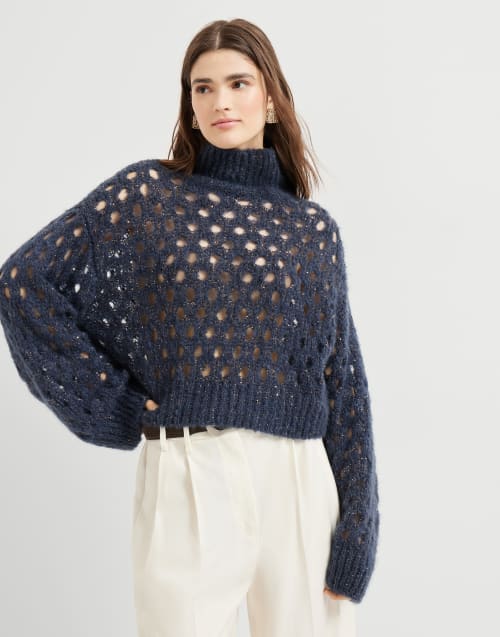 Dazzling Net sweater Navy Blue Woman - Brunello Cucinelli