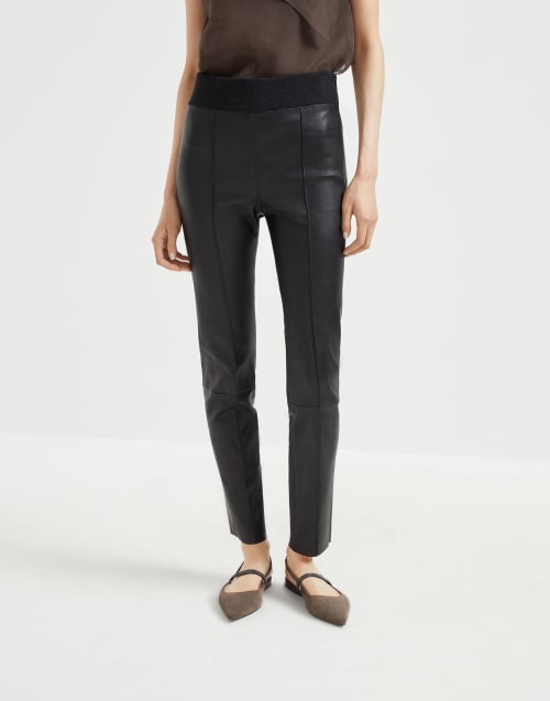 Stretch nappa leggings Black Woman - Brunello Cucinelli