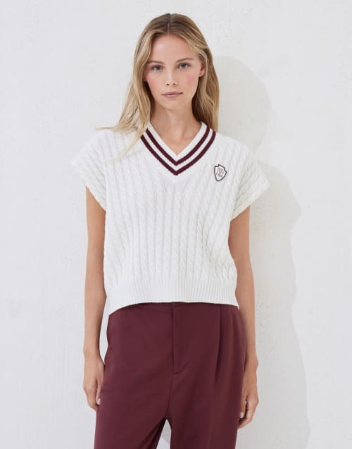 Жилет из трикотажа с логотипом Панама Женщина - Brunello Cucinelli