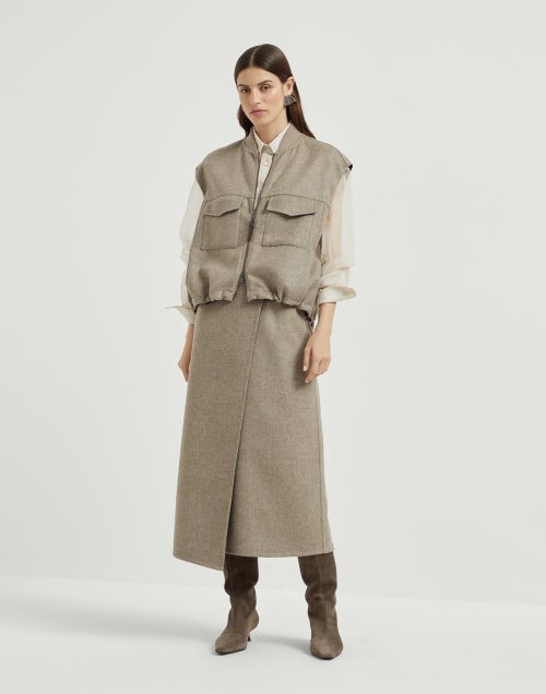 BRUNELLO CUCINELLI トップス Brunello Cucinelli Long-Sleeve Asymmetric Draped Jersey Top