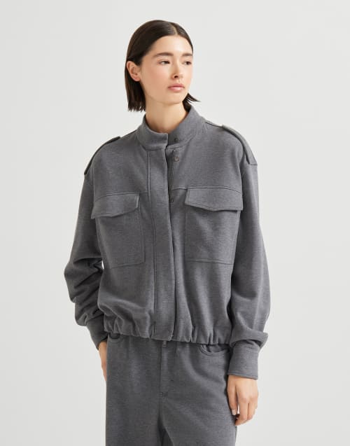 Smooth French terry cardigan-style top Lead Woman - Brunello Cucinelli