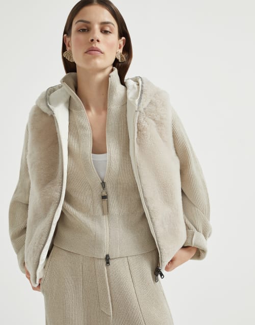 闪烁羊绒开衫 冷米色 女款 - Brunello Cucinelli