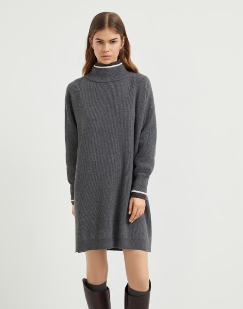 English rib knit dress Lead Woman - Brunello Cucinelli