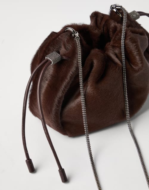 Mellow 小牛毛迷你水桶包 棕色 女款 - Brunello Cucinelli