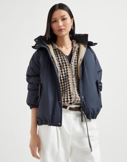 Water-resistant taffeta down jacket Blue Woman - Brunello Cucinelli