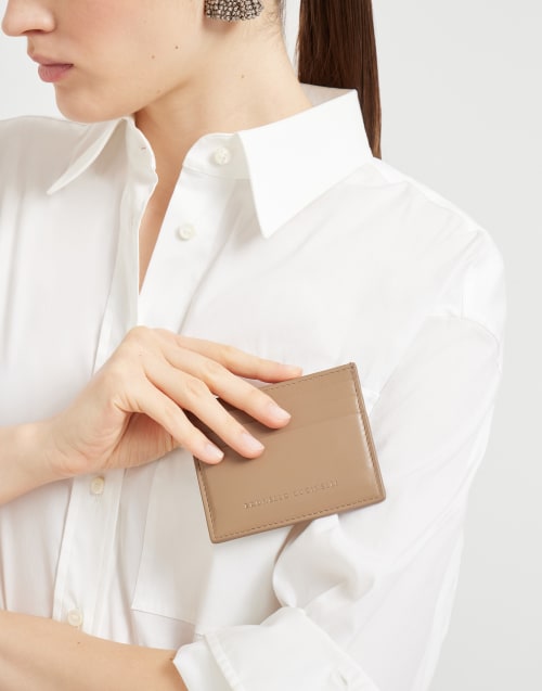 Tarjetero de piel de becerro Avellana Mujer - Brunello Cucinelli