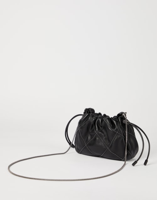Mini sac seau Mellow en nappa Noir Femme - Brunello Cucinelli
