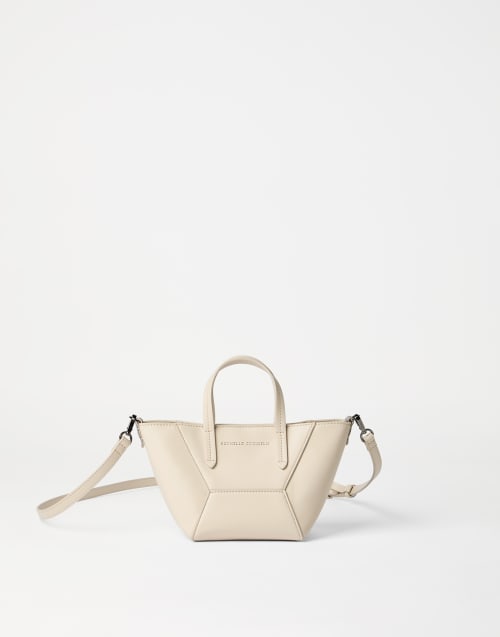 Calfskin mini BC Duo bag Ivory Woman - Brunello Cucinelli