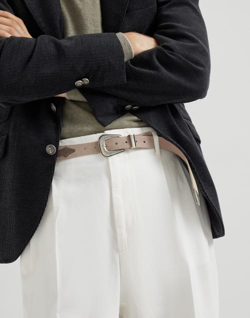 Reversed calfskin belt Taupe Man - Brunello Cucinelli