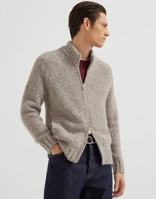 结子纱开衫 深青棕色 男款 - Brunello Cucinelli