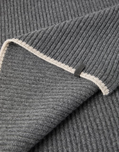 Cashmere knit scarf Medium Grey Woman - Brunello Cucinelli