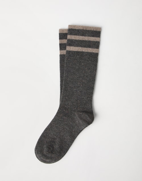 Chaussettes en maille brillante Anthracite Femme - Brunello Cucinelli