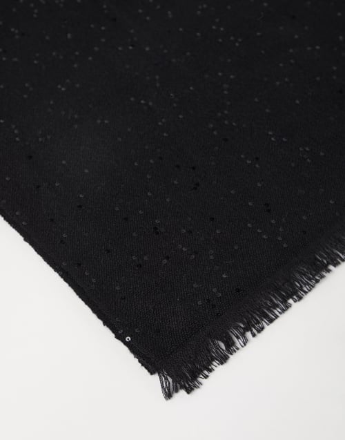 Cashmere and silk Diamond yarn scarf Black Woman - Brunello Cucinelli