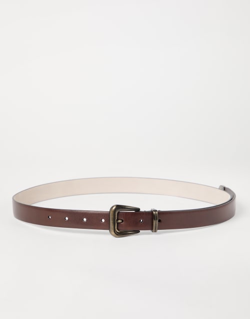 BRUNELLO CUCINELLIシルバーバックルレザー ブラウンベルト Brunello Cucinelli バックル レザーベルト | ブラウン