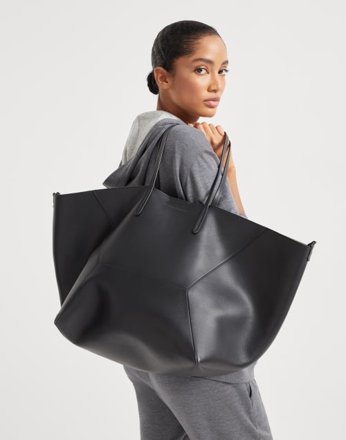 Large calfskin BC Duo bag Black Woman - Brunello Cucinelli