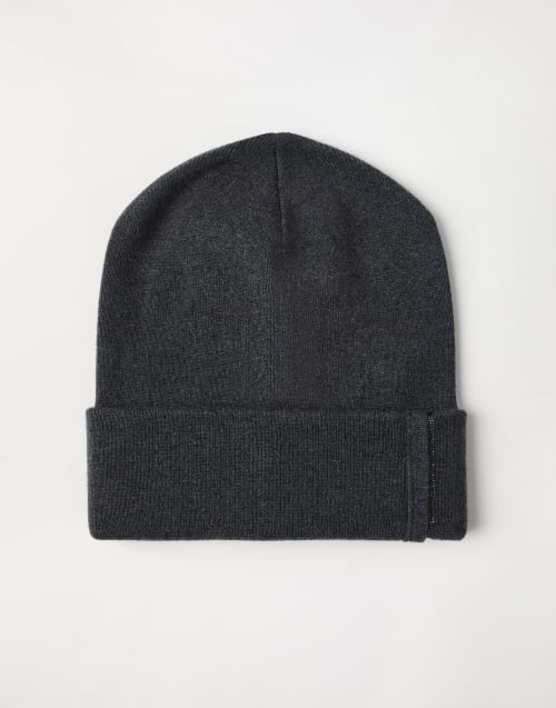 Cashmere rib knit beanie Lignite Grey Woman - Brunello Cucinelli