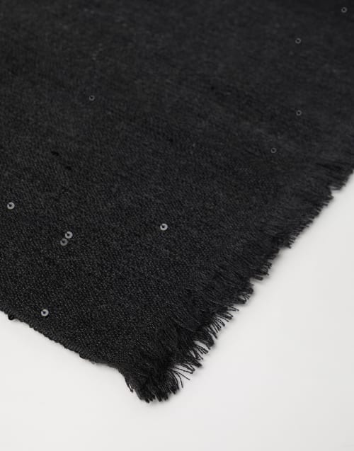 Cashmere and silk Diamond yarn scarf Lignite Grey Woman - Brunello Cucinelli