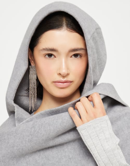 Knit scarf with hood Light Grey Woman - Brunello Cucinelli