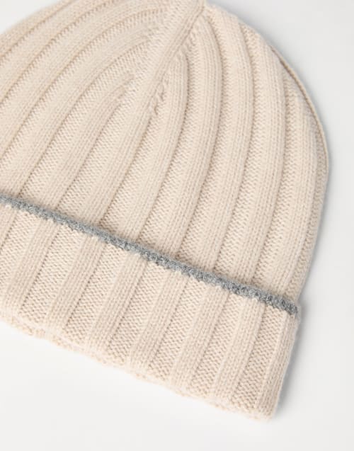 Cashmere rib knit beanie Sand Man - Brunello Cucinelli