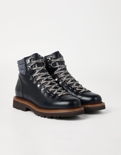 ブーツその他 BRUNELLO CUCINELLI SMOOTH LEATHER LACE-UP BOOTS WITH MONILI BRUNELLO CUCINELLI Lace-Up Leather Ankle Boots in Black