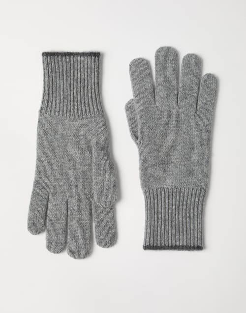 Cashmere knit gloves Grey Man - Brunello Cucinelli