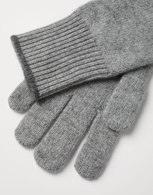 Cashmere knit gloves Grey Man - Brunello Cucinelli