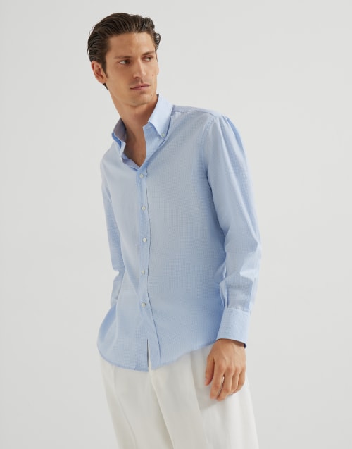 Hemd mit Button-Down-Kragen Himmelblau Herren - Brunello Cucinelli