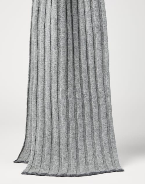 Rib knit scarf Light Grey Man - Brunello Cucinelli