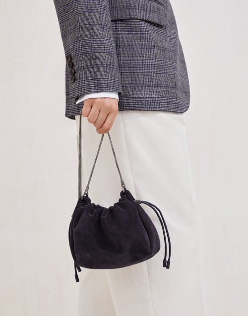 Suede mini Mellow Bucket bag Night Woman - Brunello Cucinelli