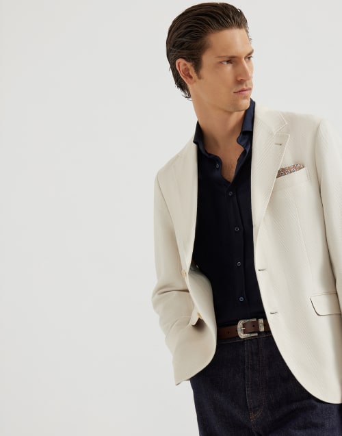 Lightweight jersey shirt Avio Blue Man - Brunello Cucinelli