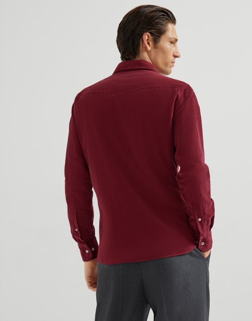 Easy fit shirt Purple-Red Man - Brunello Cucinelli