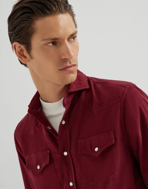 Easy fit shirt Purple-Red Man - Brunello Cucinelli
