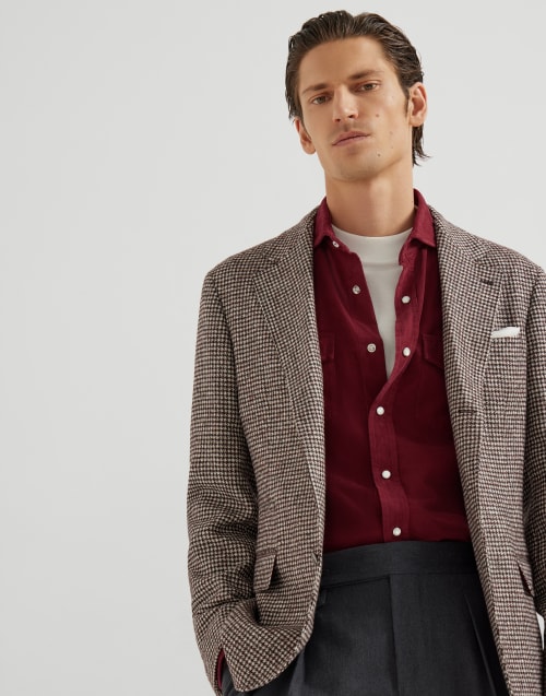Easy fit shirt Purple-Red Man - Brunello Cucinelli