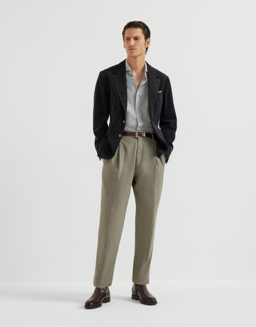 Flannel chevron shirt Grey Man - Brunello Cucinelli