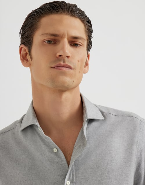 Flannel chevron shirt Grey Man - Brunello Cucinelli