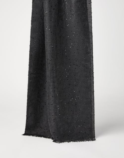 Schal aus Kaschmir und Diamant-Seide Anthrazit Damen - Brunello Cucinelli