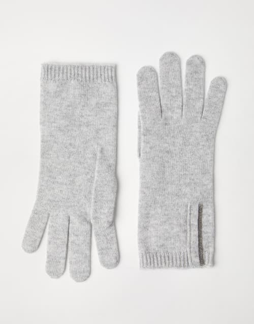 Handschuhe aus Strick Hellgrau Damen - Brunello Cucinelli