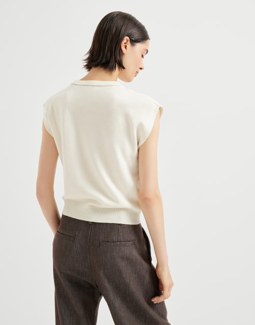 Gilet Pull 100% Cachemire Brunello Cucinelli - Couleur Crème - Taille M - Neuf Avec étiquettes