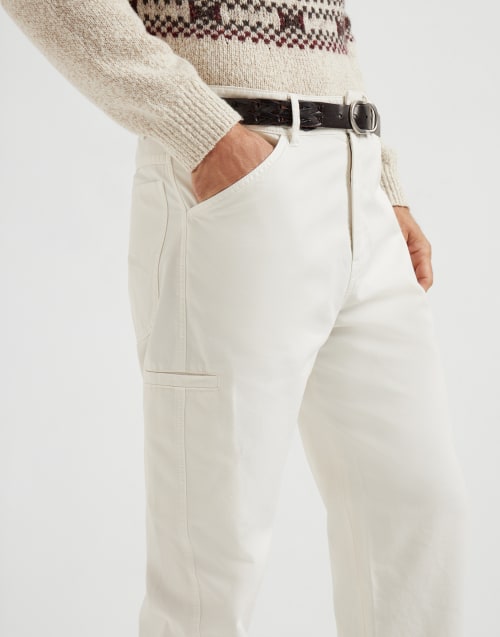 Gabardine trousers Ecru Man - Brunello Cucinelli