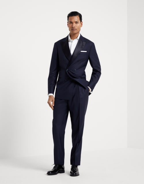 Smoking veste demi-croisée Bleu Marine Homme - Brunello Cucinelli