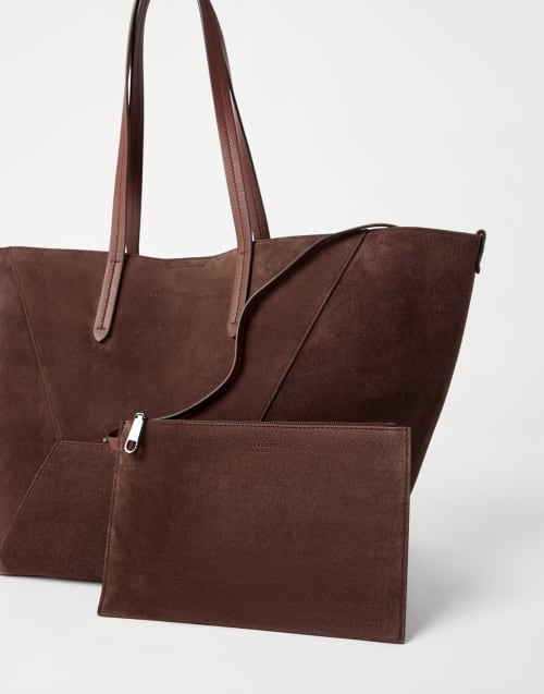 Suede BC Duo bag Burgundy Woman - Brunello Cucinelli