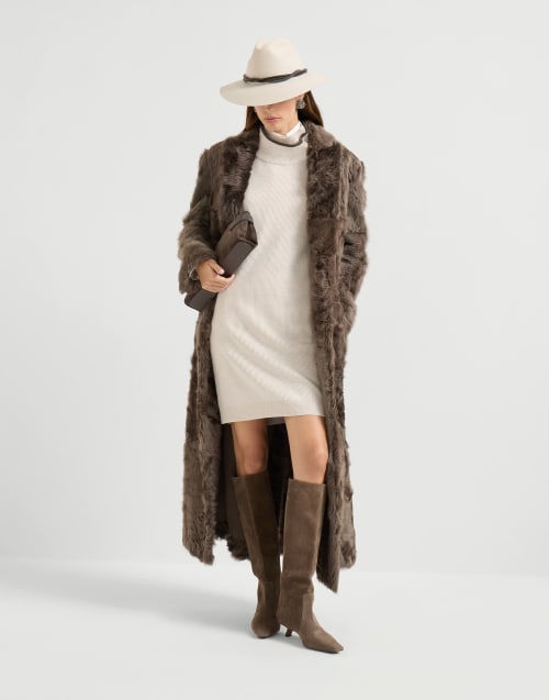 Vestido de punto canalé inglés Beige Claro Mujer - Brunello Cucinelli