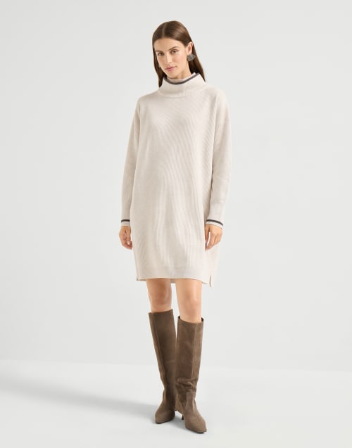 Vestido de punto canalé inglés Beige Claro Mujer - Brunello Cucinelli
