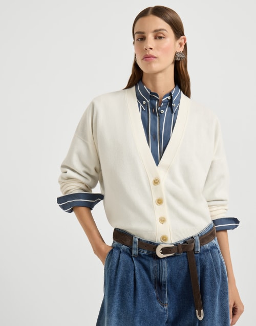 Cashmere cardigan White Woman - Brunello Cucinelli