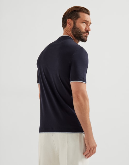 T-shirt con Faux-Layering Blu Navy Uomo - Brunello Cucinelli