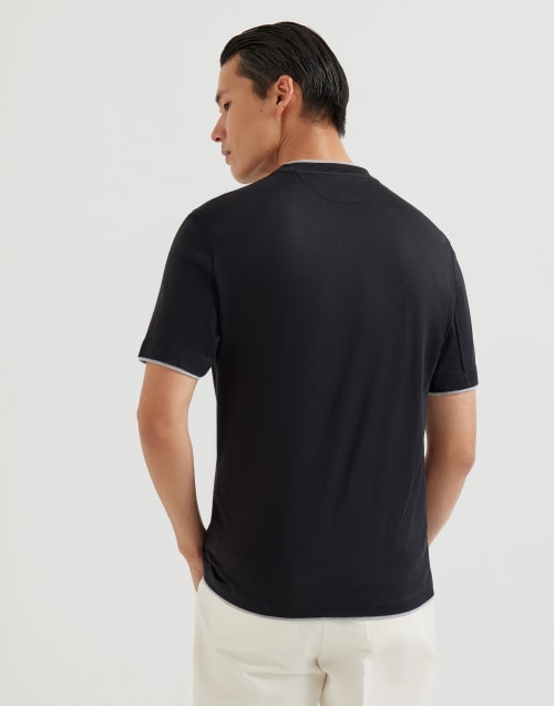 T-shirt con Faux-Layering Nero Uomo - Brunello Cucinelli