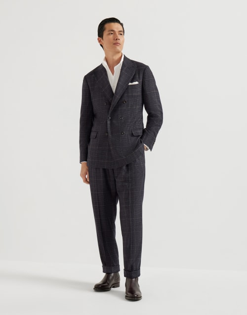 Prince of wales suit Anthracite Man - Brunello Cucinelli
