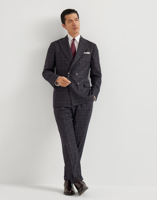 威尔士格纹西装套装 钢灰色 男款 - Brunello Cucinelli
