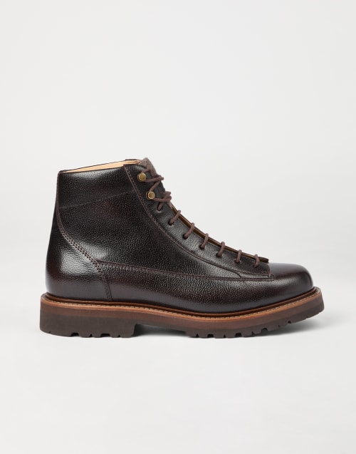 Ботинки Urban Outdoor из телячьей кожи Texture Темный Шоколад Мужчина - Brunello Cucinelli