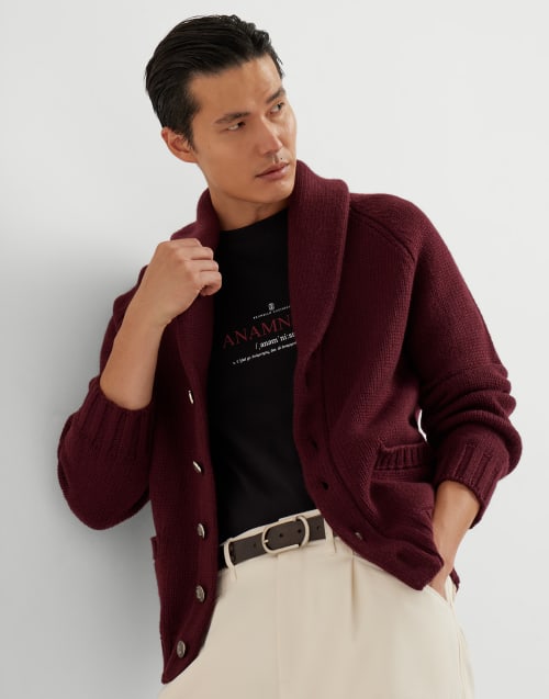 Cardigan aus Federkaschmir Amarant Herren - Brunello Cucinelli